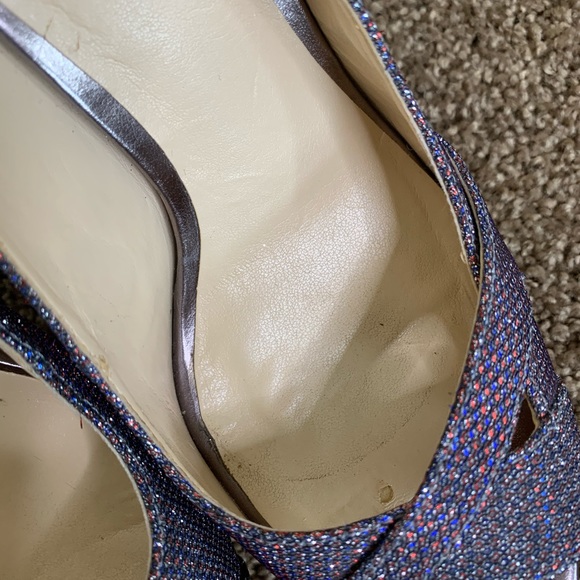 GUESS Isila Peep Toe Platform Pumps Purple Glitter Size 8 - Picture 9 of 16